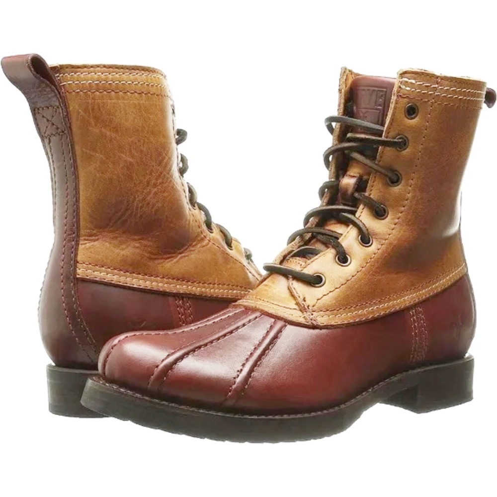 FRYE Veronica 100% Leather Fur Sherling Winter Snow Duck Boots